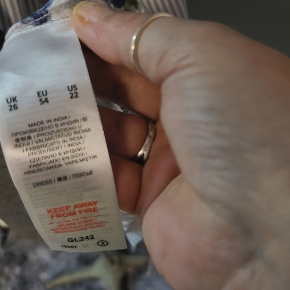 BLUE AND WHITE STRIPE FLORAL PRINT SHIRT WAIST DRESS. SZ 22 - Picture 5 of 5